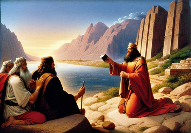 Moses receiving the Ten Commandments from God on Mount Sinai