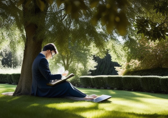 Person reading the Bible in a peaceful garden