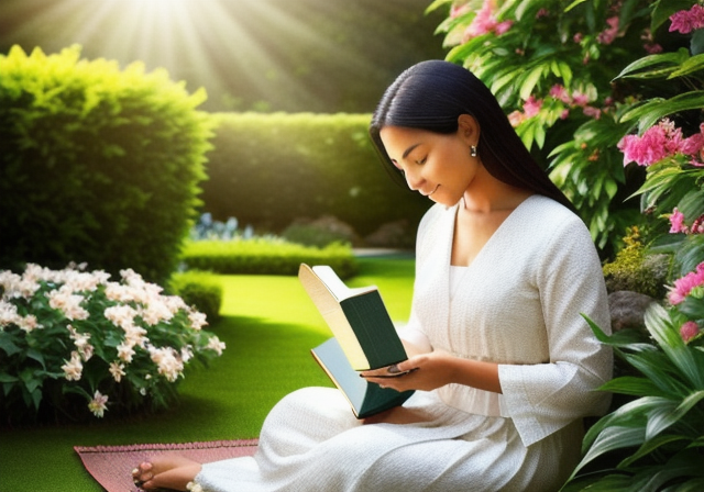 Person reading the Bible in a tranquil garden