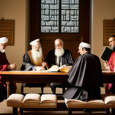 Religious scholars studying the Bible