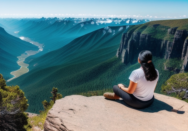 Person sitting on a mountaintop