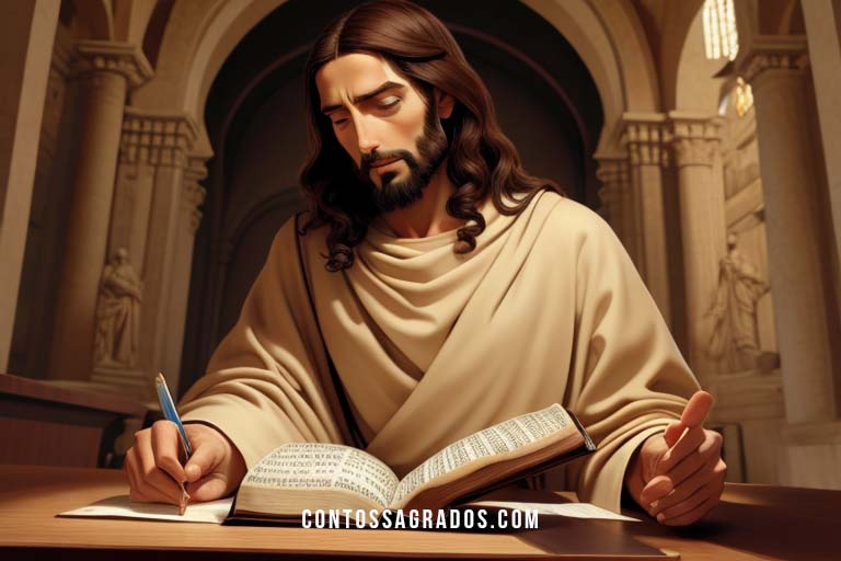jesus-escrevendo-contos-sagrados-historia-da-biblia-frases-narrativas