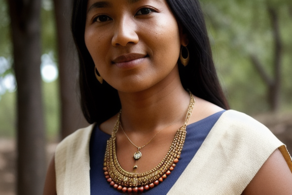 Woman wearing a simple necklace