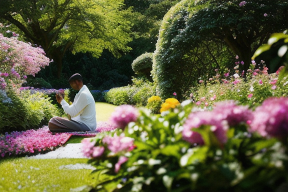 Person praying in a garden