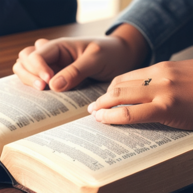 Mãos segurando uma Bíblia aberta