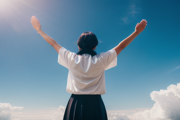 Person praying with hands lifted towards the sky