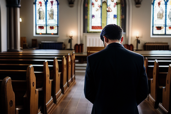 Person praying in a church