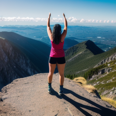 Person praising on a mountaintop