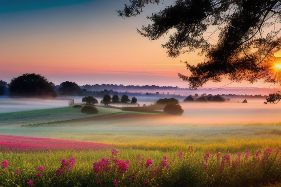 Sunrise over a fertile field