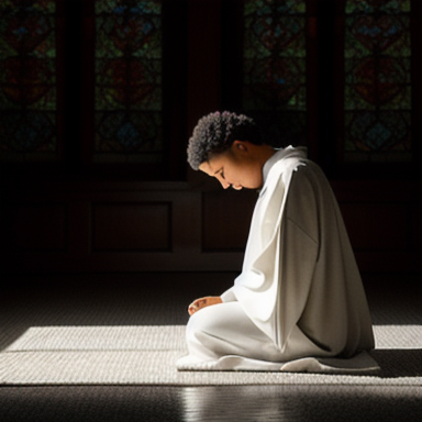 Person kneeling in prayer