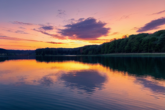 Sunset over a lake