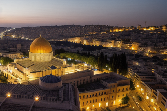 Vista panorâmica da cidade de Jerusalém ao pôr do sol